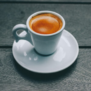 Benevento espresso blend in a coffee cup with saucer