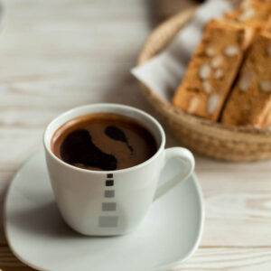 Flavored amaretto drip coffee in a cup