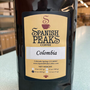 Spanish Peaks Coffee Colombia coffee beans in bag